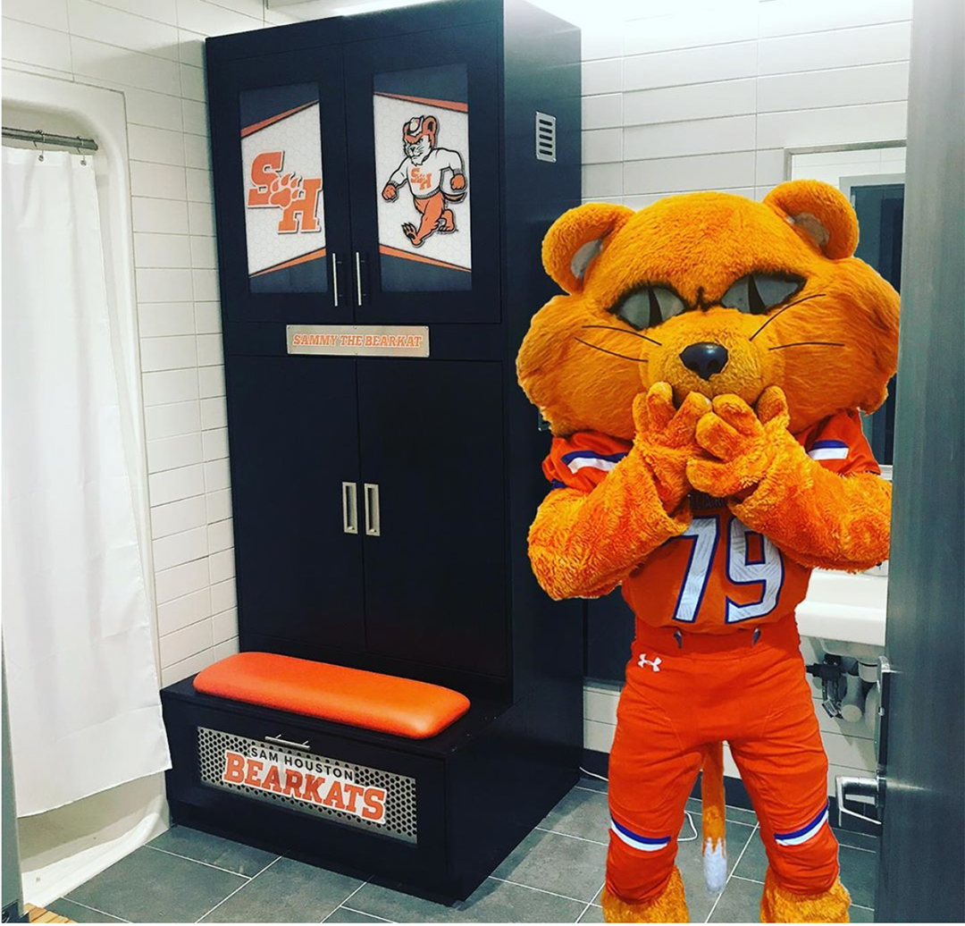 Sammy the Bearkat mascot locker